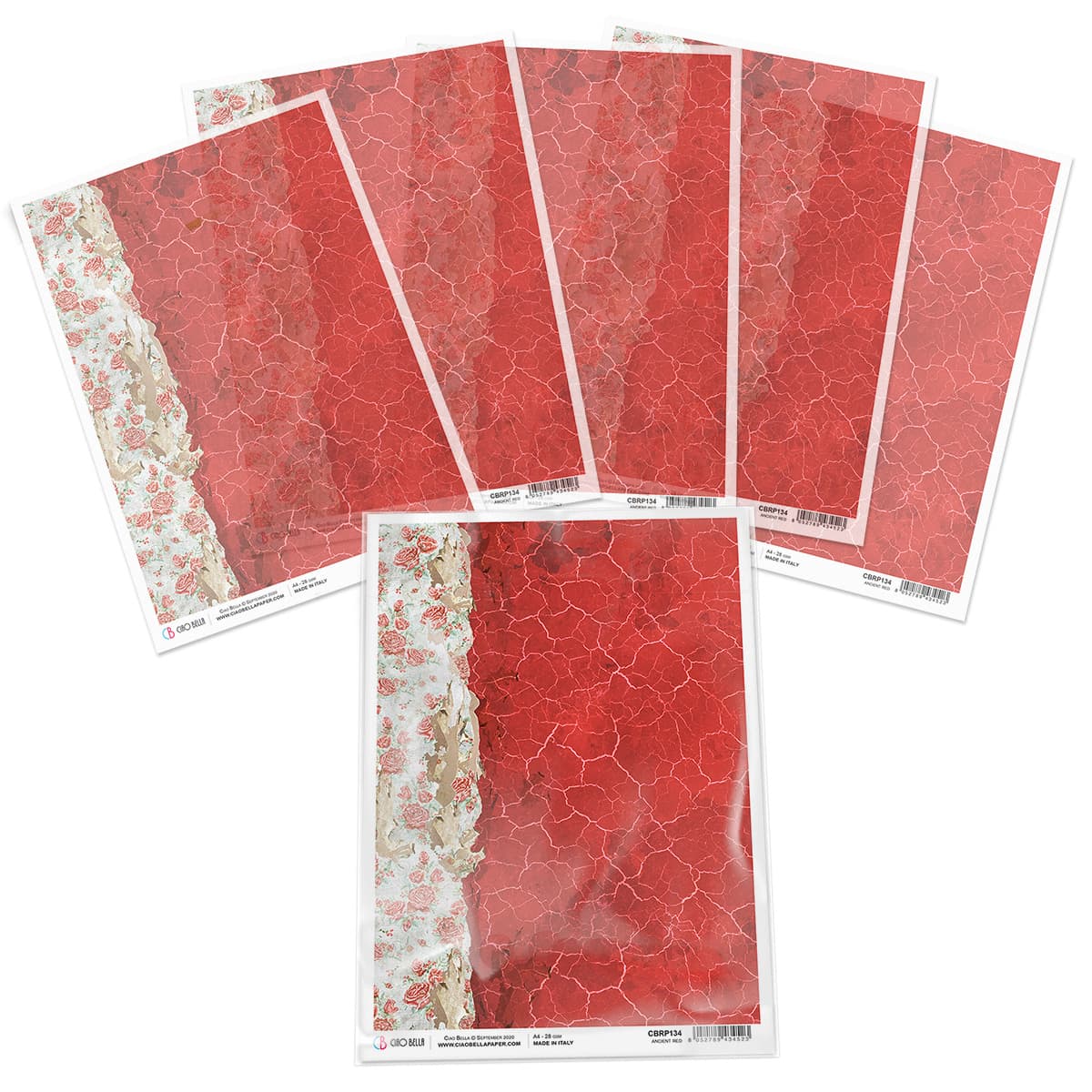 Ancient Red A4 Rice Paper Frozen Roses Collection by Ciao Bella – All ...