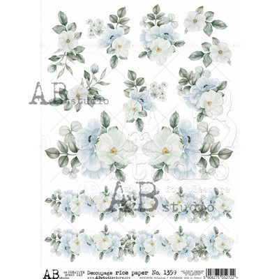 Anemone Flowers Decoupage Rice Paper A4 Item No. 1359 by AB Studio