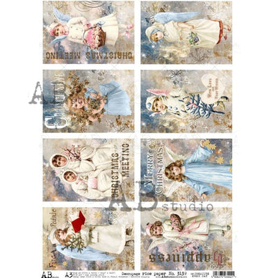 Angelic Boys and Girls Cards Decoupage Rice Paper A3 Item No. 3139 by AB Studio