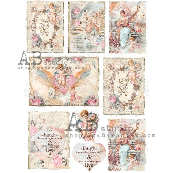 Angelic Labels Angelic Harmonious Labels Decoupage Rice Paper A4 Item No. 0370 by AB ...