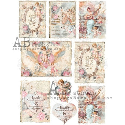 Angelic Harmonious Labels Decoupage Rice Paper A4 Item No. 0370 by AB Studio