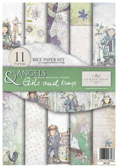 Angels & Girls and Boys A4 Decoupage Rice Paper Set Item RP020 by ITD Collection