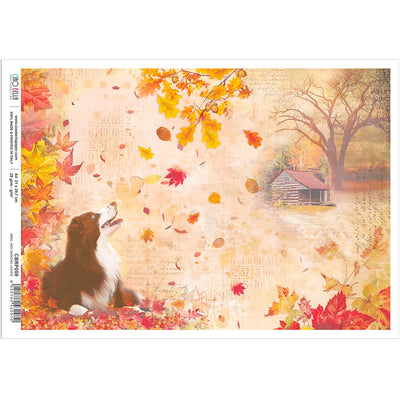 Ariel and dancing leaves - A4 Rice Paper Sound of Autumn Ciao Bella Collection