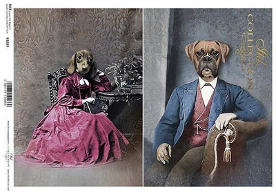 Aristocratic Dogs Decoupage Rice Paper A4 Item R1819 by ITD Collection