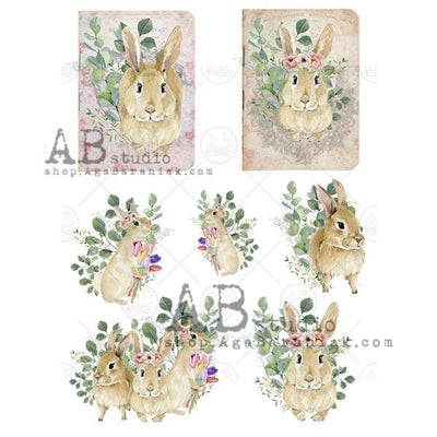 Baby Bunny Rabbits Decoupage Rice Paper A4 Item No. 0566 by AB Studio