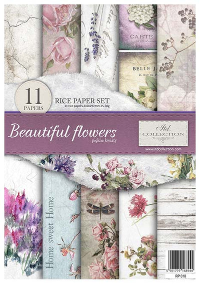 Beautiful Flowers A4 Decoupage Rice Paper Set Item RP018 by ITD Collection