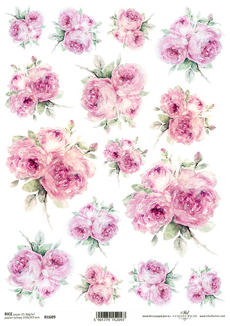 Pink Rice Paper Beautiful Pink Peonies Decoupage Rice Paper A4 Item R1689 by ITD Colle ...