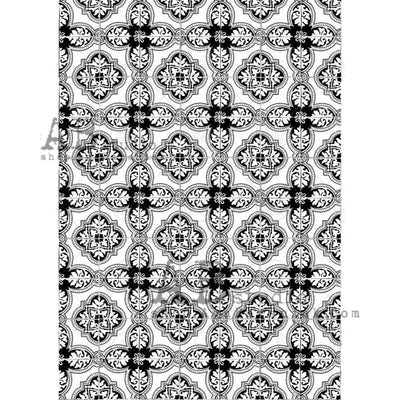 Black and White Casa Tiles Decoupage Rice Paper A4 Item No. 0104 by AB Studio
