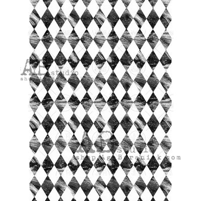Black and White Harlequin Decoupage Rice Paper A4 Item No. 0258 by AB Studio