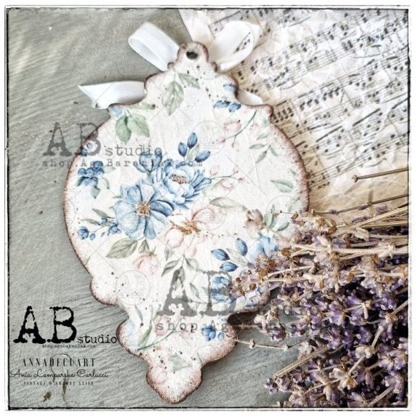 Blue and Pink Peony Decoupage Rice Paper A4 Item No. 0279 by AB Studio ...