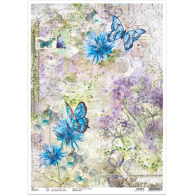 Blue Butterflies - A3 Rice Paper Ciao Bella Collection