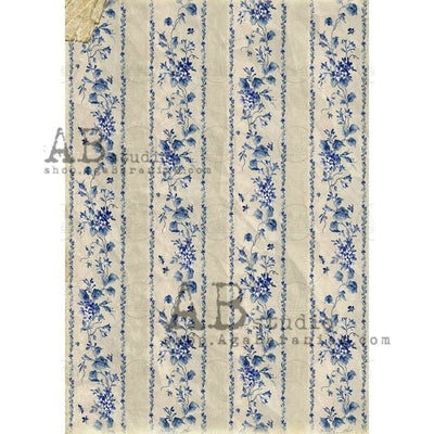 Blue Floral Borders Decoupage Rice Paper A4 Item No. 0386 by AB Studio
