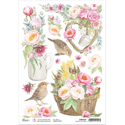 Bouquet of Peonies - A4 Rice Paper Sparrow Hill Ciao Bella Collection