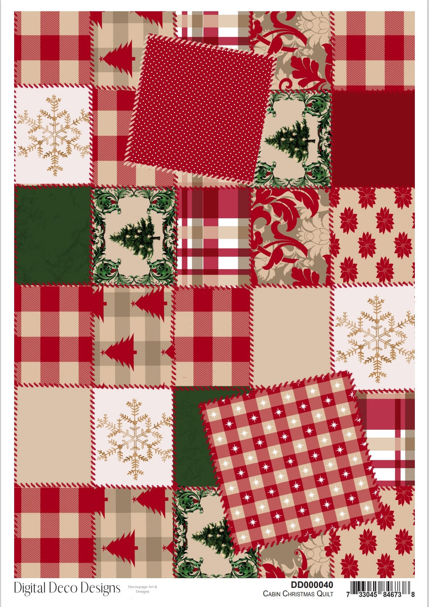 Cabin Christmas Quilt A4 Rice Paper Digital Deco Design Collection ...