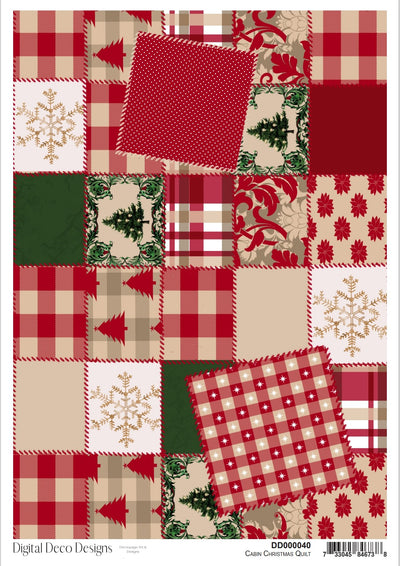 Cabin Christmas Quilt A4 Rice Paper Digital Deco Design Collection