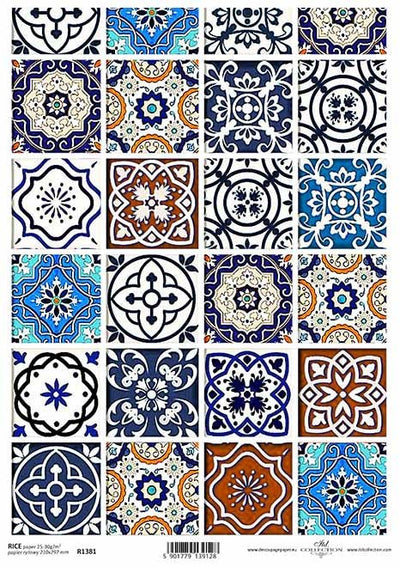 Casa Tiles Decoupage Rice Paper A4 Item R1381 by ITD Collection