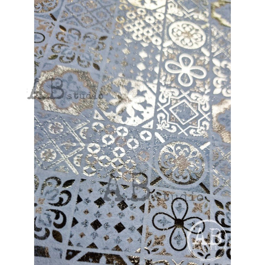 Casa Tiles Gilded Decoupage Rice Paper A4 Item No. 1090 by AB Studio ...