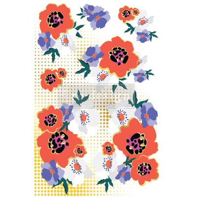 CeCe Modernist Floral Transfer - Total Sheet Size: 24″ X 35″, CUT INTO 2 SHEETS