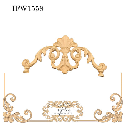 Center Scroll Pediment Applique IFW 1558