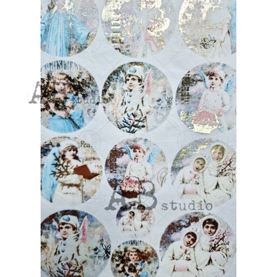 Children as Angels Gilded Decoupage Rice Paper A4 Item No. 0021 by AB Studio