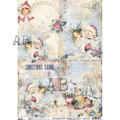 Christmas Carol with Santa Claus Decoupage Rice Paper A3 Item No. 3144 by AB Studio