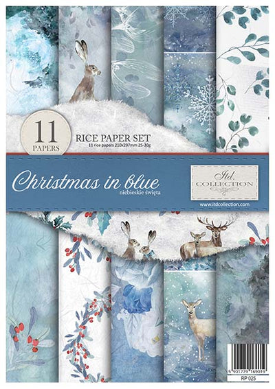 Christmas in the Blue A4 Decoupage Rice Paper Set Item RP025 by ITD Collection