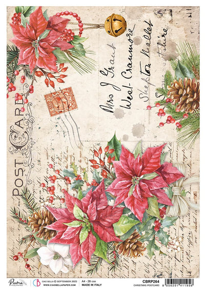 Christmas Postcard A4 Rice Paper by Ciao Bella