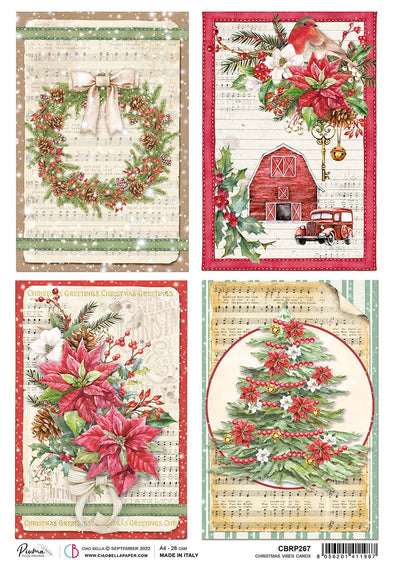 Christmas Vibes Cards A4 Rice Paper by Ciao Bella