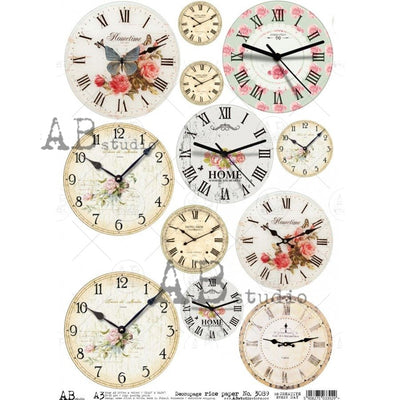Clockwork Medallions Decoupage Rice Paper A3 Item No. 3089 by AB Studio