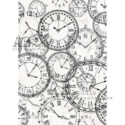 Clockworks Decoupage Rice Paper A4 Item No. 0541 by AB Studio