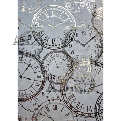 Clockworks Gilded Decoupage Rice Paper A4 Item No. 0060 by AB Studio
