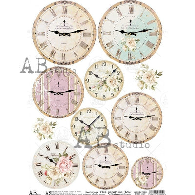 Clockworks Medallions Decoupage Rice Paper A3 Item No. 3242 by AB Studio