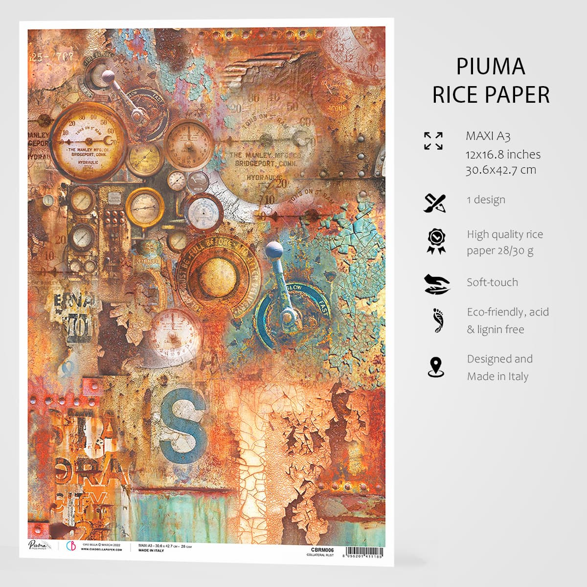 Collateral Rust Paper Collateral Rust - A3 Rice Paper Collateral Rust Ciao Bella Collection ...