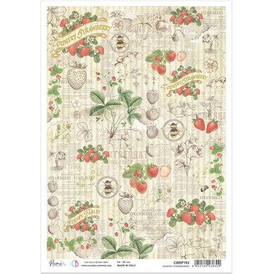 Country Strawberries - A4 Rice Paper Aesop's Fables Ciao Bella Collection