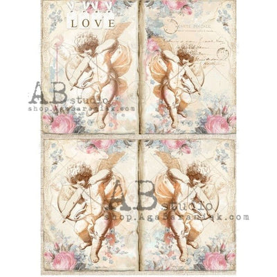 Cupid Goddess of Love Labels Decoupage Rice Paper A4 Item No. 0372 by AB Studio