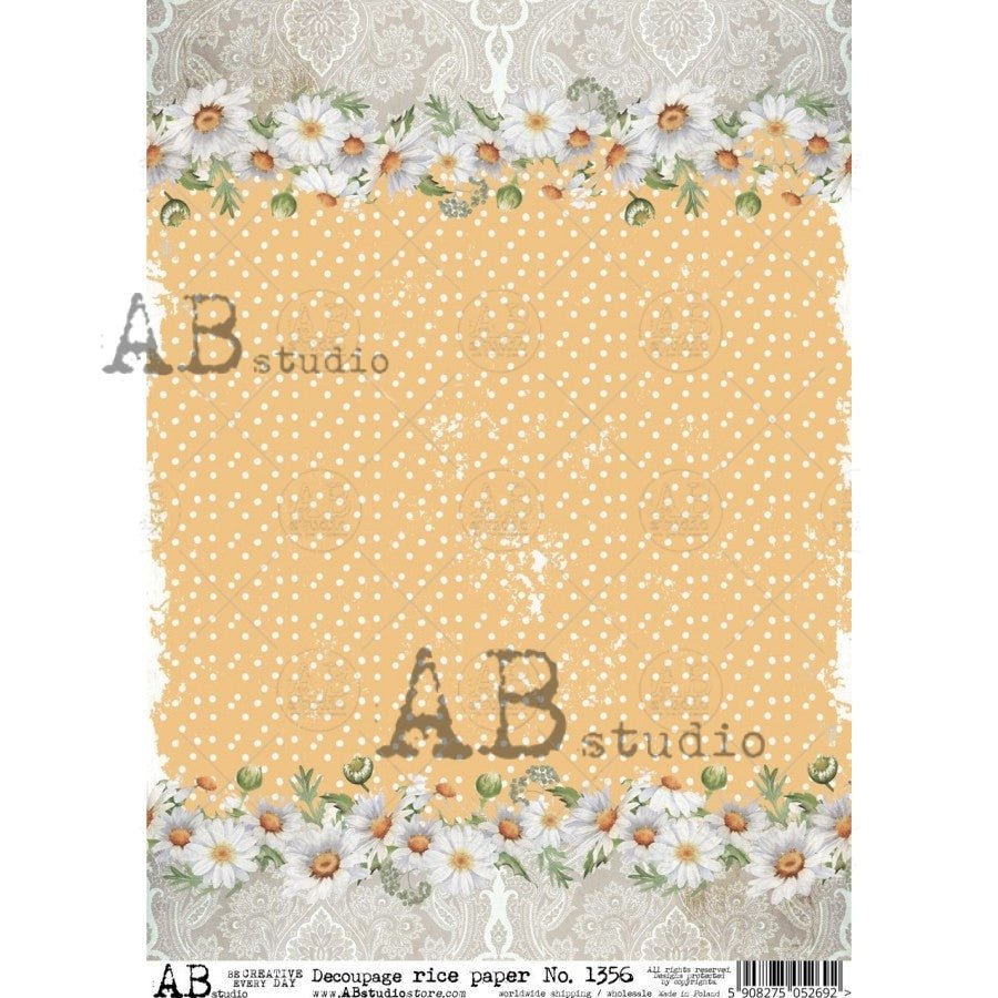 Daisy Borders and Polka Dots Decoupage Rice Paper A4 Item No. 1356 by ...