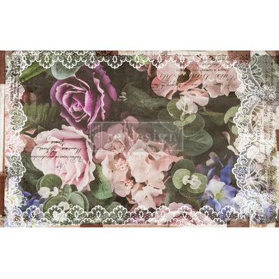 Dark Lace Floral Decoupage Decor Tissue Paper Redesign with Prima