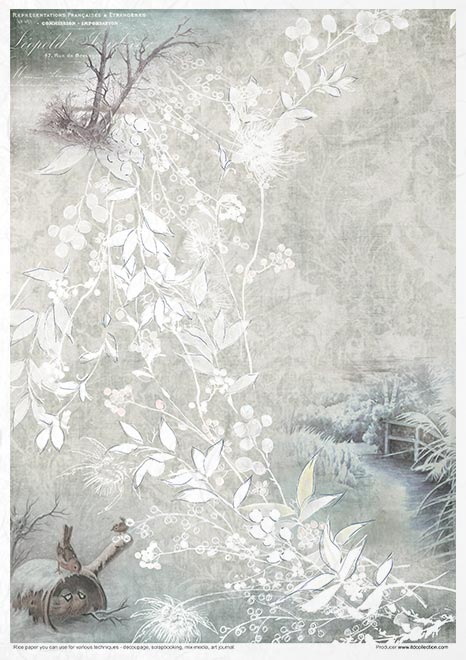 ITD Collection - Feuille De Riz Craft - Papier Décopatch En Feuilles - Decoupage Rice Paper - A4 29,7 X 21 - Winter Animals - RP-083