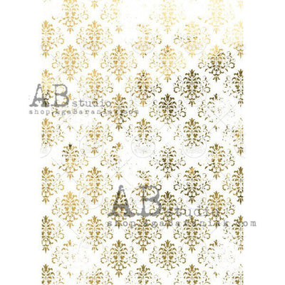 Distressed Damask Gilded Decoupage Rice Paper A4 Item No. 0205 by AB Studio