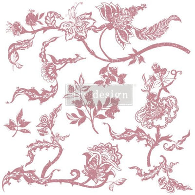 Distressed Floral Parts Stamp Redesign Decor Clear-Cling Stamp