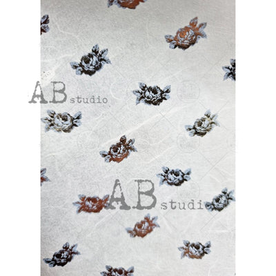 Dotted Small Blue Flowers Gilded Decoupage Rice Paper A4 Item No. 0045 by AB Studio