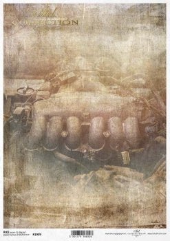 Engine Block Decoupage Rice Paper A4 Item R1909 by ITD Collection