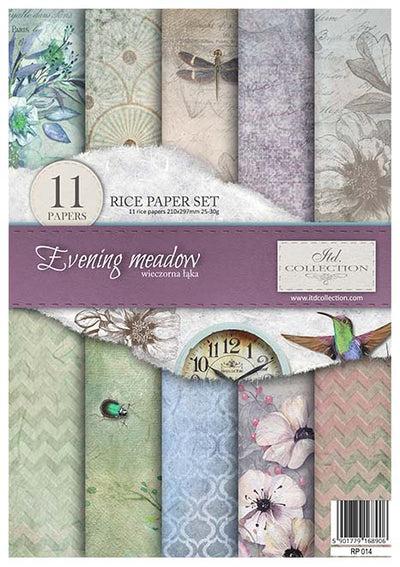 Evening Meadow A4 Decoupage Rice Paper Set Item RP014 by ITD Collection