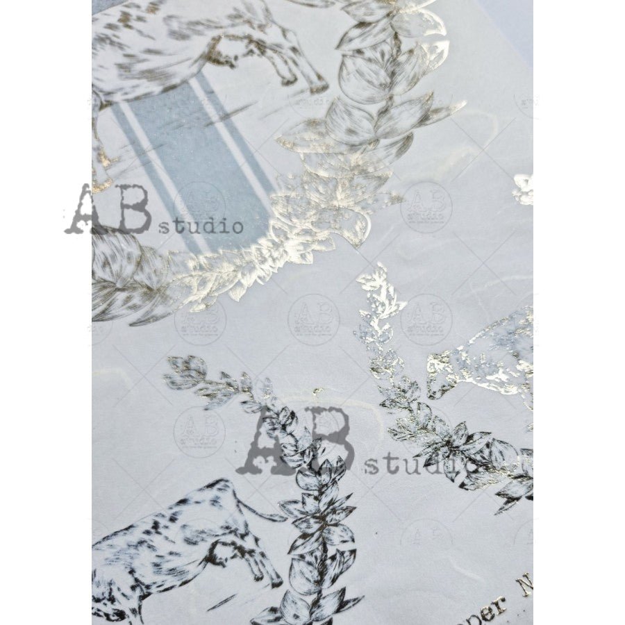 Farmhouse Cow Gilded Decoupage Rice Paper A4 Item No. 1085 by AB Studi ...