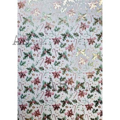 Festive Christmas Gilded Decoupage Rice Paper A4 Item No. 0016 by AB Studio