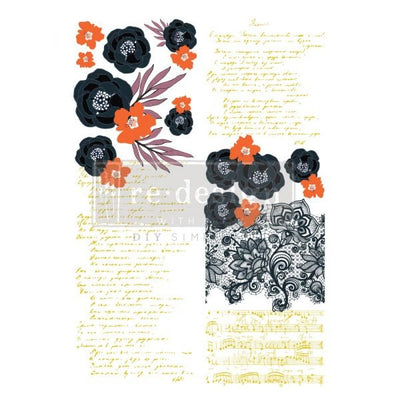Fleur Noir - CeCe Transfer - Total Sheet Size: 24″ X 35″