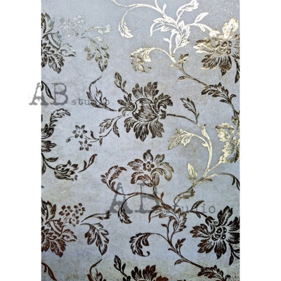 Floral Gilded Decoupage Rice Paper A4 Item No. 0019 by AB Studio