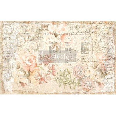 Floral Parchment Decoupage Decor Tissue Paper Redesign with Prima