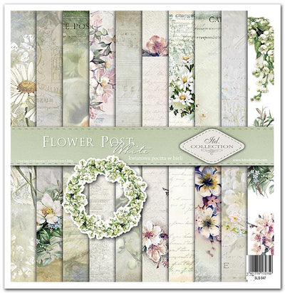 Flower Post White Scrapbooking Paper Set 12.2x12.6 10/Pkg by ITD Collection