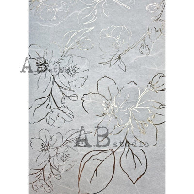 Flowering Branch Gilded Decoupage Rice Paper A4 Item No. 1062 by AB Studio